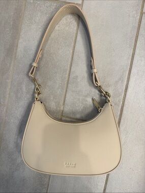 Faux Leather Shoulder Bag in Beige